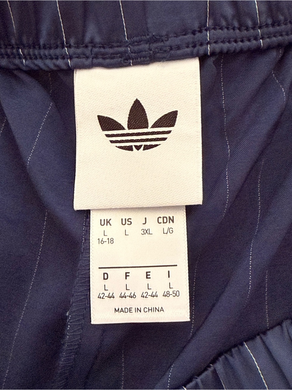 adidas Navy Pinstripe Track Skirt with White Side Stripes - Picture 3 of 4